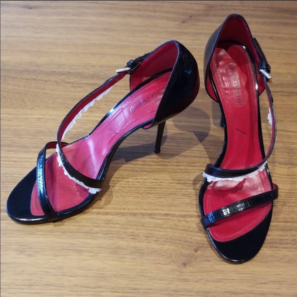 Cesare Paciotti Asymmetrical patent leather heels